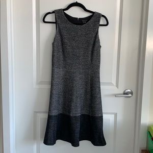 Theory sleeveless wool dress grey & black
